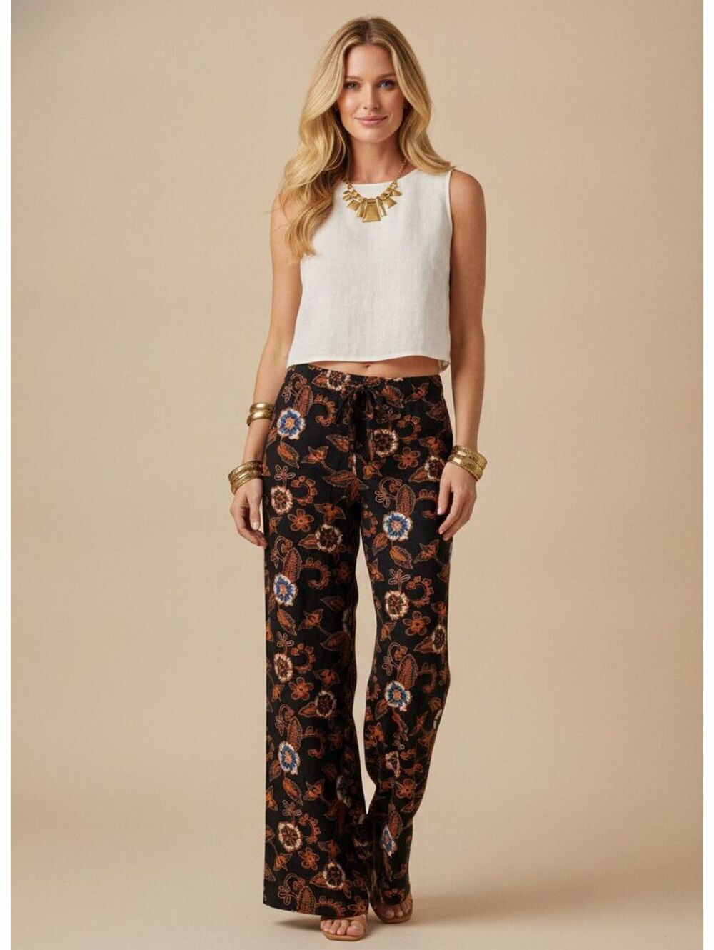 NWT Anthropologie Black Floral Linen Blend Pants, Size 2